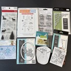 Christmas  4 Lot Unmounted Clear   Cling Rubber Stamps  Dies