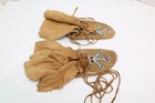 Vintage Cree Leather Beaded High Top Moccasins Boots Native American 9 25 
