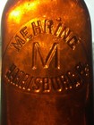 Vintage Embossed Brown Mehing Harrisburg  Pa  Affixed Blob Top Glass Beer Bottle