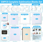 Modacraft 128-piece Sublimation Blanks Kit - Premium Diy Bundle For Home Decor  