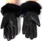 Alpine Swiss Womens Leather Dressy Gloves Faux Fur Trim Cuff -size Large- New 