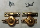 Antique Window Lock Pair Cast Brass Sash Vtg R   E 1892 Tea Hardware Part  e10