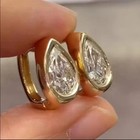 2ct Pear Cut Lab Created Diamond Women Huggi Hoop Earring 14k Yellow Gold Plated