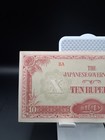 1942 Burma Japanese Occupation 10 Rupes Banknote Au