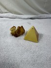 Vintage Ceramic Camel And Pyramid Salt   Pepper Shakers Egypt Dessert