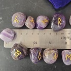  25 Pc Amethyst Rune Stones Set Elder Futhark Viking Divination Crystals W  Bag