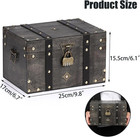 Wooden Treasure Chest With Lock  Vintage Pirate Chest Keepsakes Box For Kids Gif