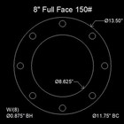  10 Pack  8 Inch Pipe Size Neoprene Flange Gaskets  Full Face 1 8 Thick 150 