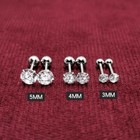 Surgical Stainless Steel Round Cz Earrings Screw Back Ear Studs Men Women 2-6mm