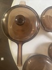 Vision Ware Vintage Corning Pyrex Amber Glass Cookware 9 Piece Set   Used 