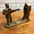 Antique Cast Iron Mechanical Bank J e Stevens Creedmore Orignal Gold Paint