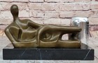 Henry Moore Sitting Woman Bronze Sculpture Signed Collector Edition Figurine Art