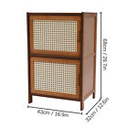 Nightstand With Decor Drawers Rattan Pattern End Table - Bamboo Sofa Side Table