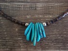 Native American Sterling Silver Turquoise Nugget Stone 21  Necklace By I  John