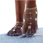 Silver Barefoot Sandals Foot Chain Jewelry Coin Anklet Bracelet For Women And Gi