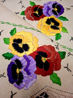 Stunning Coloured Pansies pansy Vintage Hand Embroidered Centrepiece