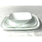 Corelle Vitrelle Square 5 Pc Dinnerware Set Plates Bowl Blue Gray Swirl