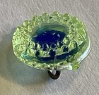 True Two Color Antique Radiant Glass Button Vaseline   Cobalt