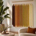New Anthropologie Xl Yellow Boho Tapestry Macrame Dyed Yarn Wall Hanging 40 X 45
