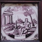 Antique Dutch Delft Manganese Tile 18th 19th C  Framed Biblical Samuel Bathsheba