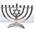 Silver Tone Multicolor Enamel Star Of David Hanukkah Menorah Judaica Holiday Euc