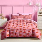 Nesker 5 Pcs Comforter Set Twin Size  Sweet Pink Fruit Bedding Kids Teen  Cute