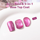 Metallic Purple Rose Nail Polish With 3-in-1 Clear Base Top Coat  Fast Air Dry F