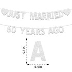 60th Wedding Anniversary Party Banner Decorations  Silver Glitter Just Married 6