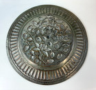 Antique Early 1900s Chinese Export Embossed Mix Metal Plate Wall Hanging