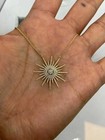 1 49ct Round Cut Real Moissanite Womens Sun Pendant Chain 14k Yellow Gold Plated
