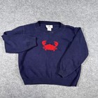 Nantucket Kids Sweater Youth 8 Navy Blue Red Crab Cotton Knit Pullover