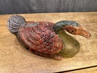 Hand Carved   Painted Wooden Duck Folk Art Decoy Sculpture Unique 1 Of A Kind