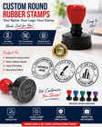 Custom Round Rubber Stamp Personalized Business Address Logo Self Inking Seal