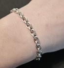 925 Sterling Silver Ud Open Heart Charm Toggle Chain Bracelet 7 75  Clear Stone