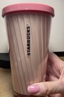 2017 Starbucks Cold Cup Acrylic Pink Pleated Tumbler Holds 16oz  new With Tags 