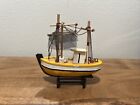 Vintage Fishing Boat Wooden Model From Sm  land Sweden Handmade Ship  Folk Art