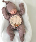 Personalized Diy Wood Birth Announcement Card Round For Newborn Baby I m Here Wo