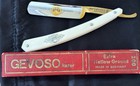 Rare  1922 Gevoso 200 Solingen Straight Razoor Gold Etch Dog duck Germany W box 