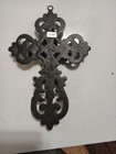Vintage Ornate Cast Iron Wall Cross 10x6 5 