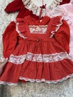 Vintage Baby Girl Dresses Size 2t Frilly Lacey Red Pink  Velvet C Grade