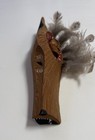 Alaskan Native Wolf Dancer Carved Face Spirit Wood Mask Feathers Signed 4x10   