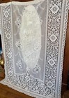 1 Of 4 Vtg Heavy Cream Off White Floral Lace Long Scalloped Curtain Panels 60x85