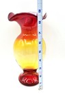 Amberina Red Yellow Hand Blown Vase Art Glass Ruffle Top Possibly Blenko
