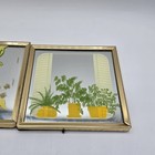 Vintage 1970s Mcm Floral Botanicals Mirror Wall Art 5 25x5 25    Set Of 2