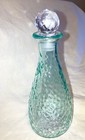 Glass Bottle   Decorative Pebble Aqua With A Cut Glass Stopper 7 In Tall  New