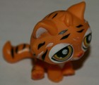 Littlest Pet Shop Lps Orange Bengal Tiger Cat  905 Brown Eyes Striped Tabby  cup