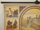 Klosterleben In 12 jahrhundert Monks 1952 Schulwandbild Mural 39 3 8x27 5 8in