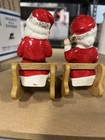 Vintage Rare 1957 Lefton Santa Mrs Claus Candycane Sleigh Salt   Pepper Shakers