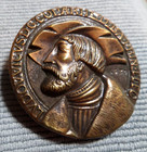 Large Vintage Antique Metal Picture Button Frenchman Italian Man 1-7 8  Inch