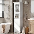 Tall Narrow Storage Cabinet With Doors Adjustable Shelf Bathroom Floor Cabinet